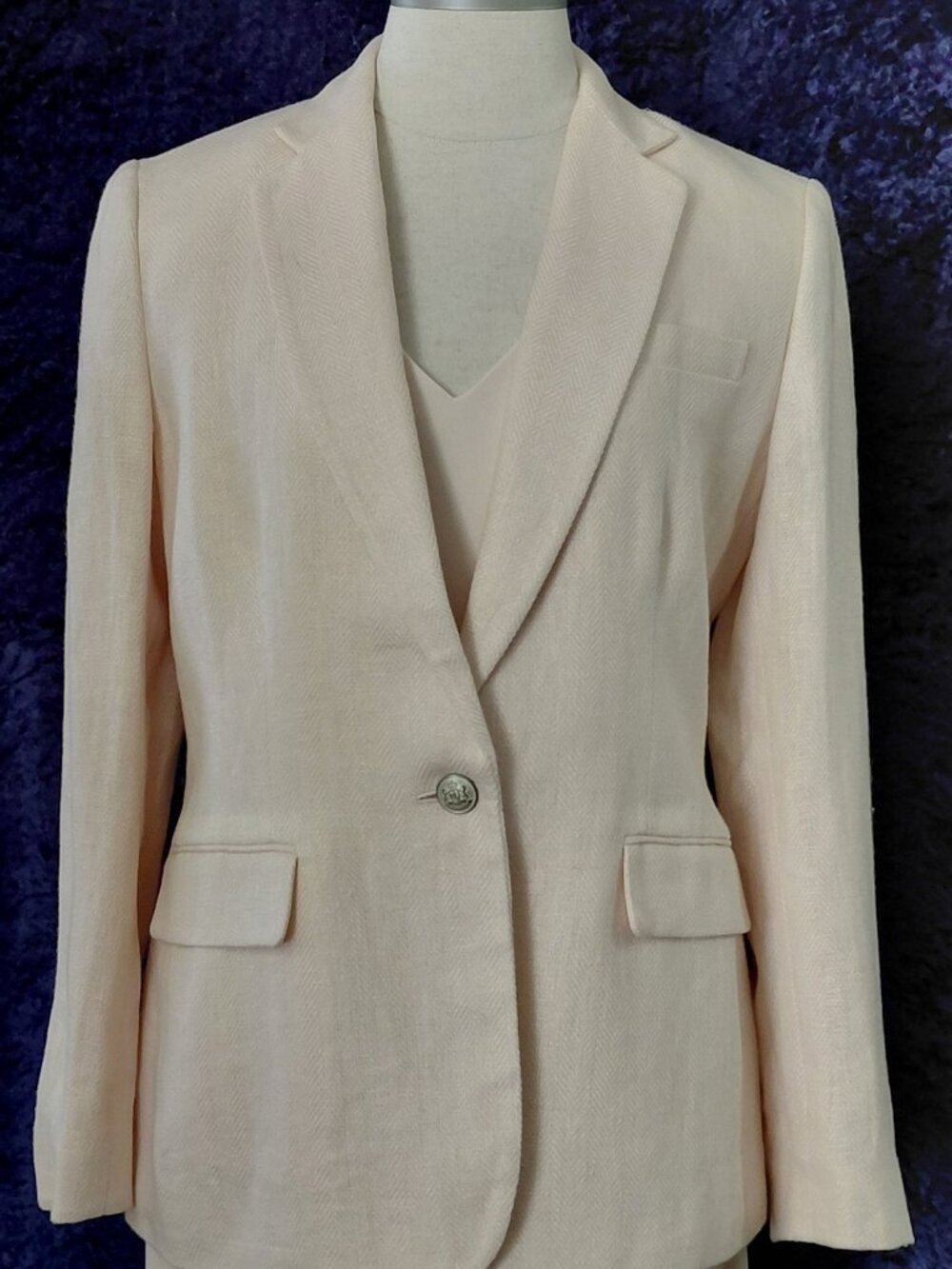 Lauren Ralph Lauren Blush Pink Linen Blazer & Draped Dress 2 Piece Set
